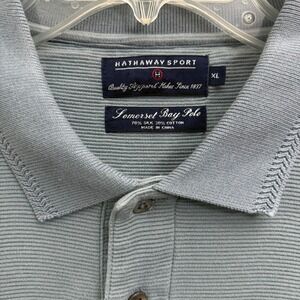 Hathaway Sport Somerset Bay Polo Shirt Blue Silk Cotton Ribbed Mens XL Short Slv